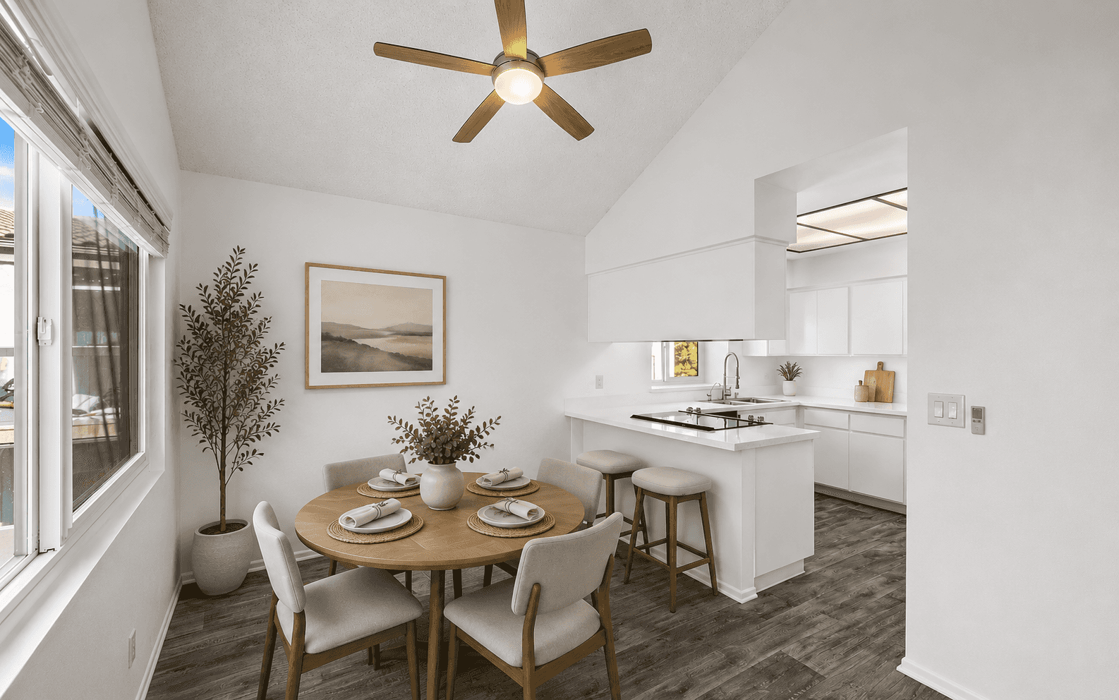 Ashwood Gardens Apartments open concept dining area and breakfast bar