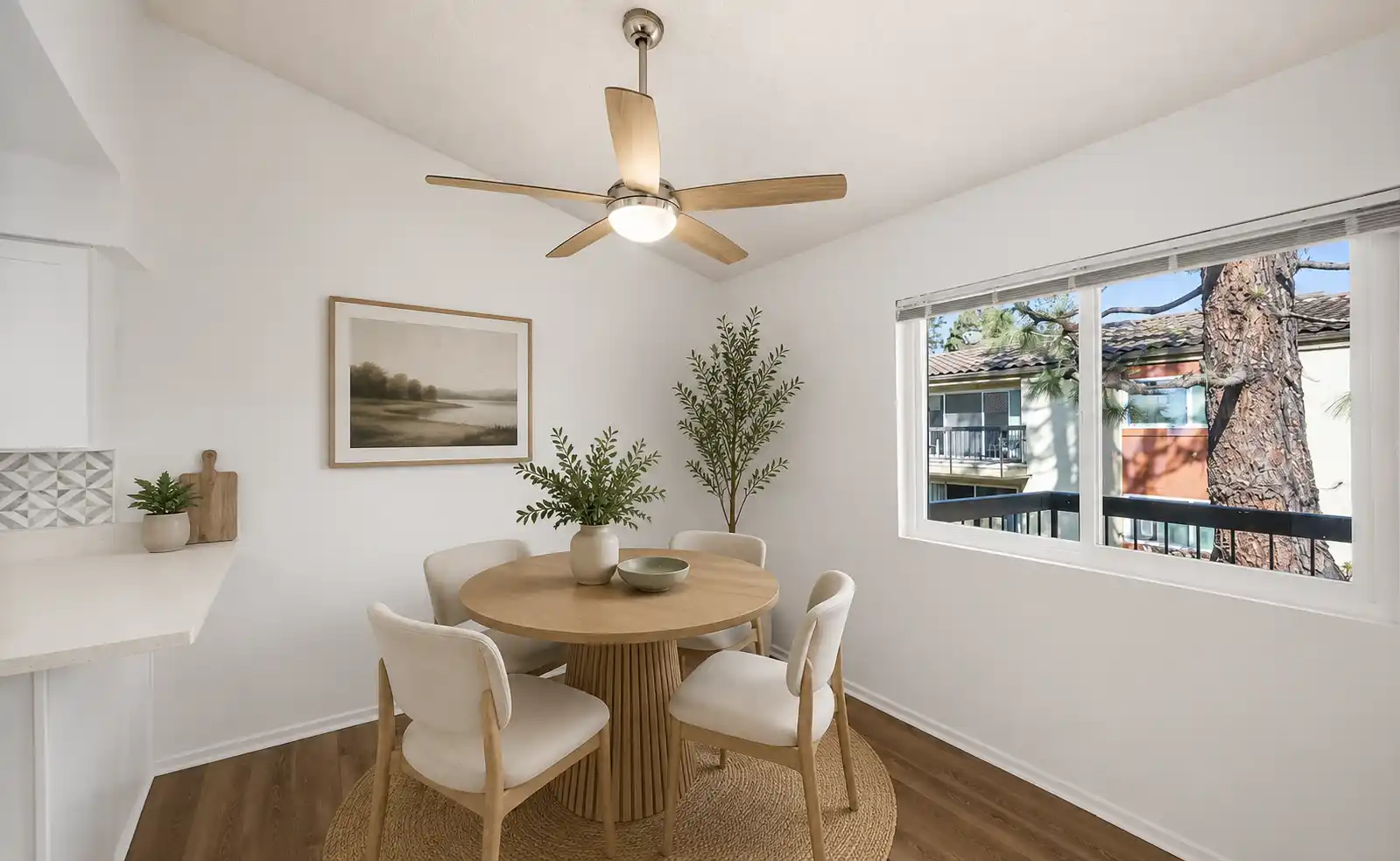 Ashwood Gardens Apartments bright dining nook with ceiling fan